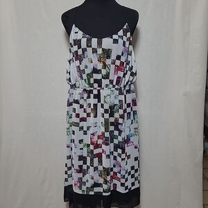 Lane Bryant Midi Dress Sleeveless Square Print Chiffon Multicolor 18/20